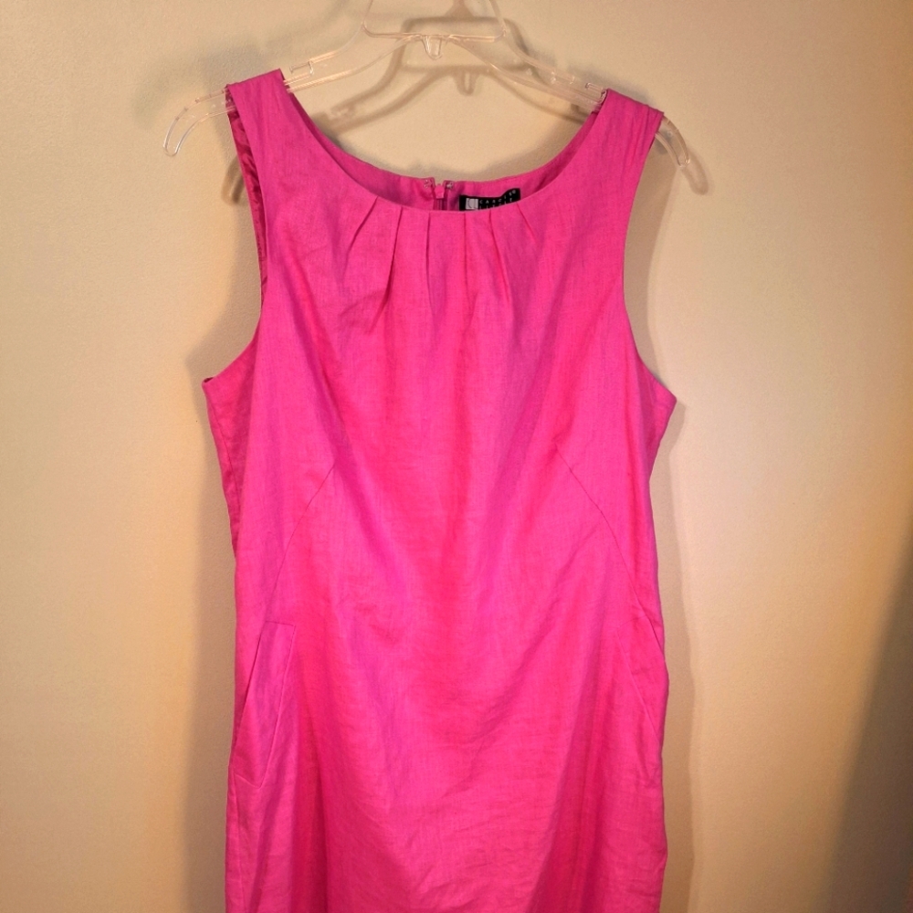 Carole Little NWT 100% Linen Pink Sleeveless Dress Size 12 Pit To Pit 20" L- 35"